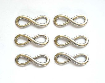 10/50/100 Antique Silver Infinity Symbol Connectors - 3-30