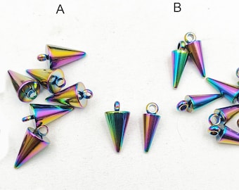 10 conos/puntas de acero inoxidable galvanizado en dos tamaños: 6-8 A