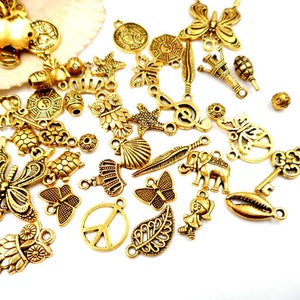 24 Assorted Antique Gold Charms - 23-33-20A