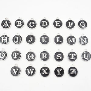 Antique Silver And Black Set Of 26 Initial Alphabet Enameled Charms - 26-3-B
