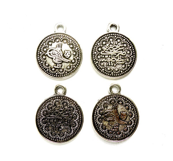 4 Silver Tughra Coin Charms 27-2 - Etsy