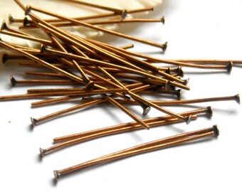 50 Antique Copper Head Pins - 15-9-A