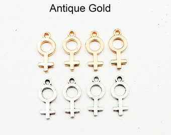 10 Antique Gold Or Antique Silver Female Symbol Charms - 20-S-15