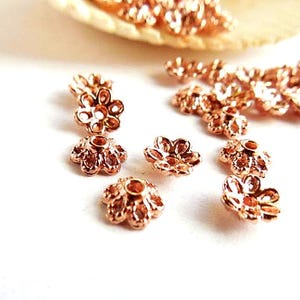 50 Rose Gold Plated Flower Bead Caps - 41-1-2