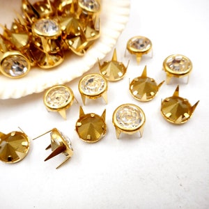 20 Gold And Clear Rhinestone Studs 23-7-2 image 1