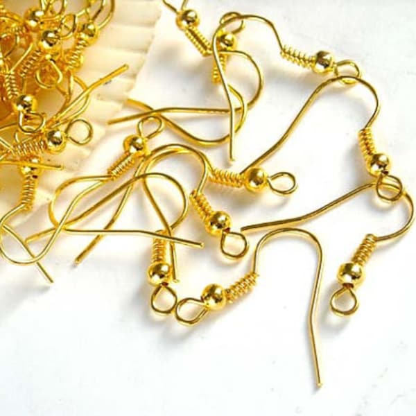 100 Pieces Gold Plated French Hook Ear Wires - 13-5