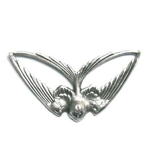 1 Antique Silver Swooping Bird Connector - 3-2