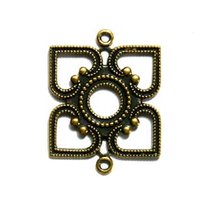 2 Antique Brass Beaded Connectors - 1-56