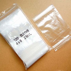 100 4 x 6 Inch Clear Reclosable Zip Lock Bags, 2mil - 32-62
