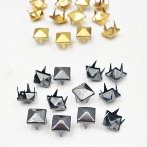 CaftbuddyUS 100pc 9mm Gunmetal Hotfix Metal Pyamid Studs