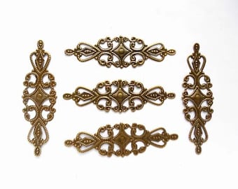 10 Antique Bronze Filigree Wrap Connectors - 1-55