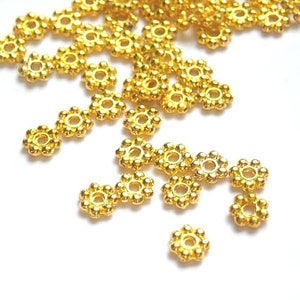 50 Gold Plated Daisy Spacers 4mm or 5mm 17-GO-8 image 1