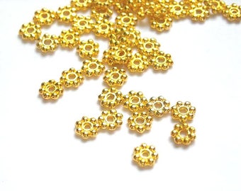 50 Gold Plated Daisy Spacers - 4mm or 5mm - 17-GO-8