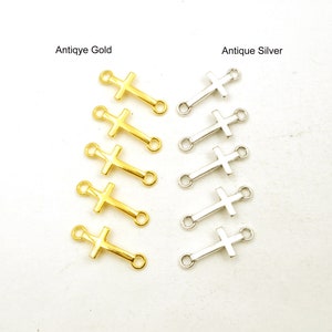 10 Antique Gold Or Antique Silver Sideways Cross Connector/Charms - 2-C-5