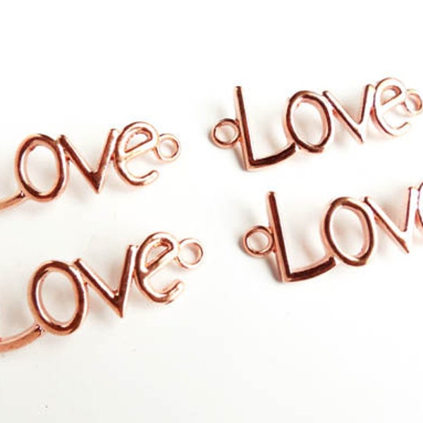 4 Rose Gold Plated Love Connectors - 3-11