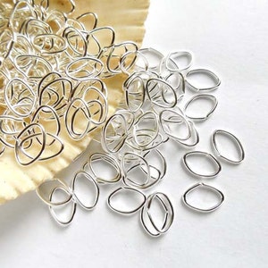 50 Silver Plated Oval Jump Rings 6mm Or 8mm, Open Loop - 7-8