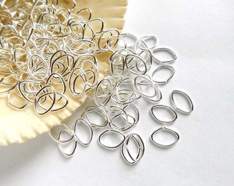 50 Silver Plated Oval Jump Rings 6mm Or 8mm, Open Loop - 7-8