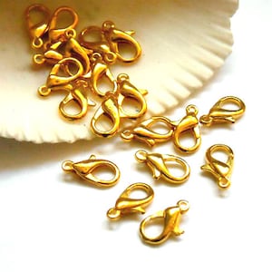 10 Gold Plated Lobster Claw Clasps - 14-4