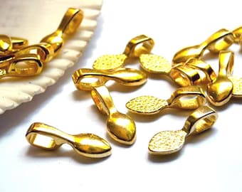 10 Gold Plated Glue On Flat Pad Bails - 16-27
