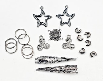 19 Assorted Gunmetal Jewelry Making Components - 5-15-B