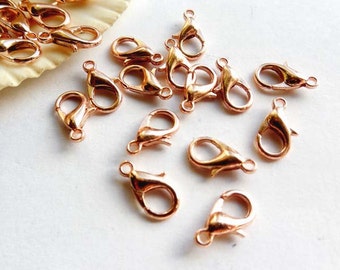 10 Rose Gold Plated Lobster Claw Clasps - 2 Sizes - 14-2