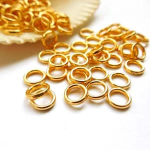50 Or 100 Gold Plated Jump Rings 6mm, Closed Loop - 8-9