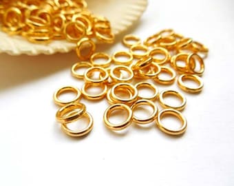 50 Or 100 Gold Plated Jump Rings 6mm, Closed Loop - 8-9