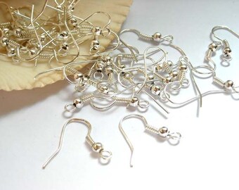 100 Pieces Silver Plated French Hook Ear Wires - 13-3