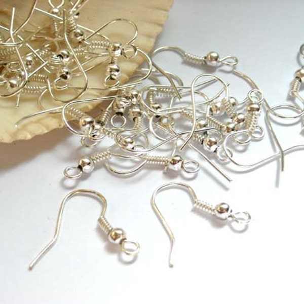 100 Pieces Silver Plated French Hook Ear Wires - 13-3