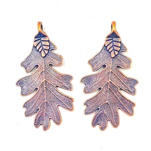 2, 6 Or 10 Antique Copper Oak Leaf Pendant/Charms - 22A-3