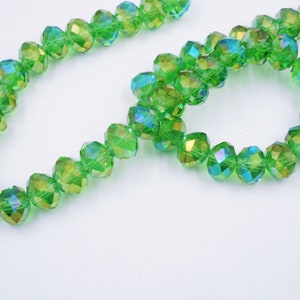 20 Green AB Faceted Rondelle Electroplated Glass Beads - 24-61