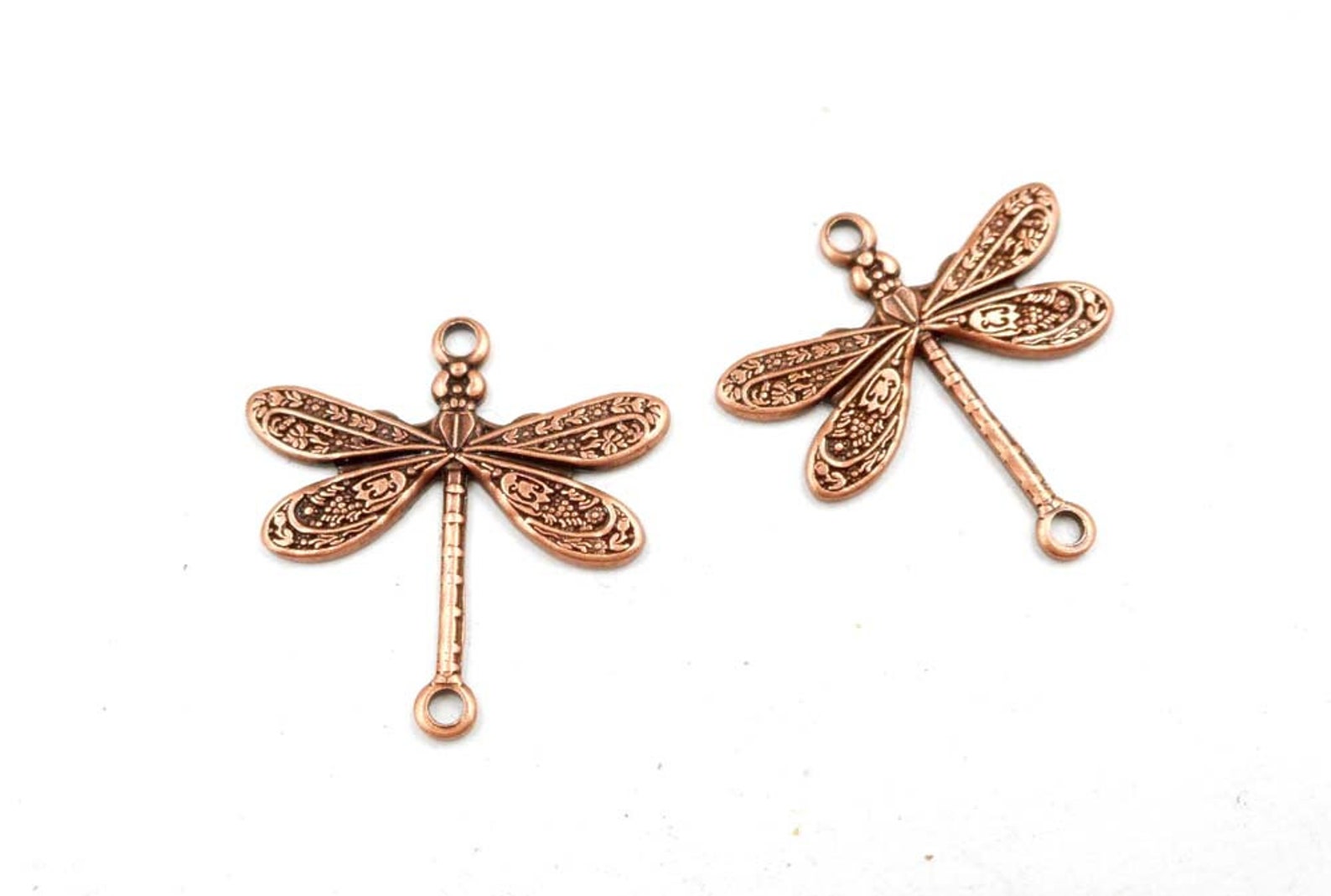 2 Antique Copper Dragonfly Connectors 2IN11A Etsy