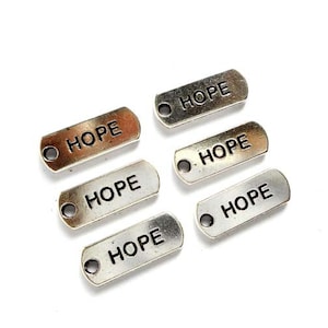 6 Antique Silver Hope Charms - 22-3-3