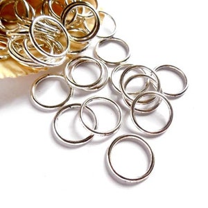 50 Silver Plated Closed Loop Jump Rings - 14mm - 7-13-A