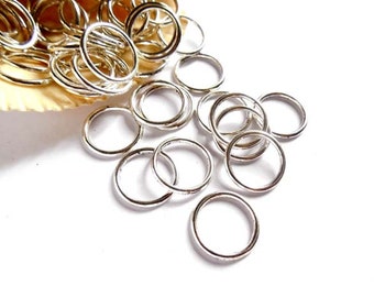 50 Silver Plated Closed Loop Jump Rings - 14mm - 7-13-A