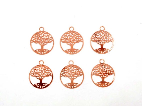 6 Rose Gold Plated Tree of Life Charms 21-8-2 | Etsy