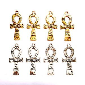 4 Antique Gold Or Antique Silver Ankh Pendant/Charms - 32-60