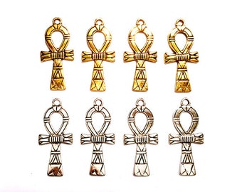 4 Antique Gold Or Antique Silver Ankh Pendant/Charms - 32-60