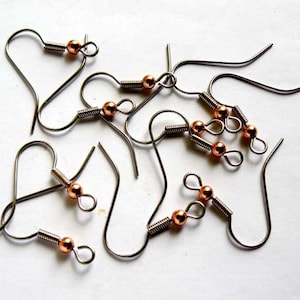 Surgical Steel Ear Wires With Copper Bead - 5 pairs - 13-13-B