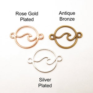 4 Rose Gold Plated, Antique Bronze Or Silver Plated Open Wave Connectors - 4-WV-1