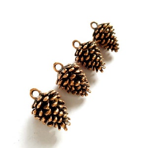 4 Antique Copper Pine Cone Charms - 29-52-A