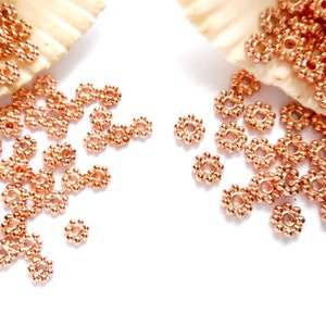 50 Rose Gold Plated Daisy Spacers - 4mm Or 5mm -17-13