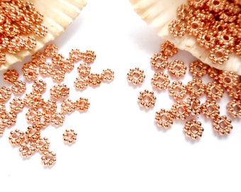 50 Rose Gold Plated Daisy Spacers - 4mm Or 5mm -17-13