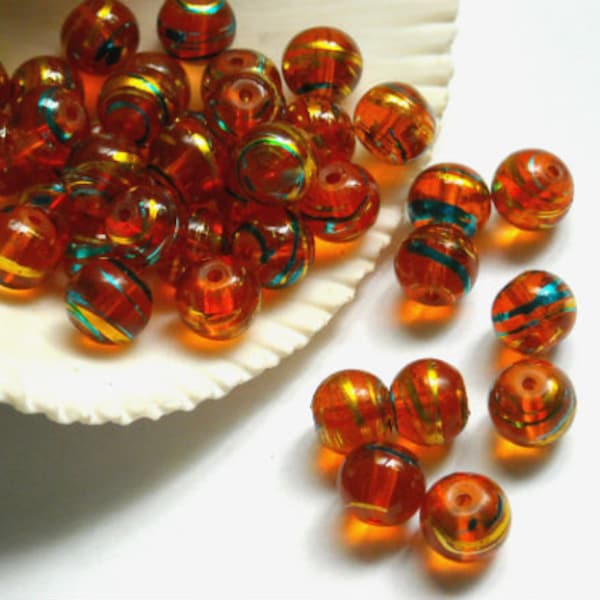 50 Amber Drawbench Glass Beads - 26-26