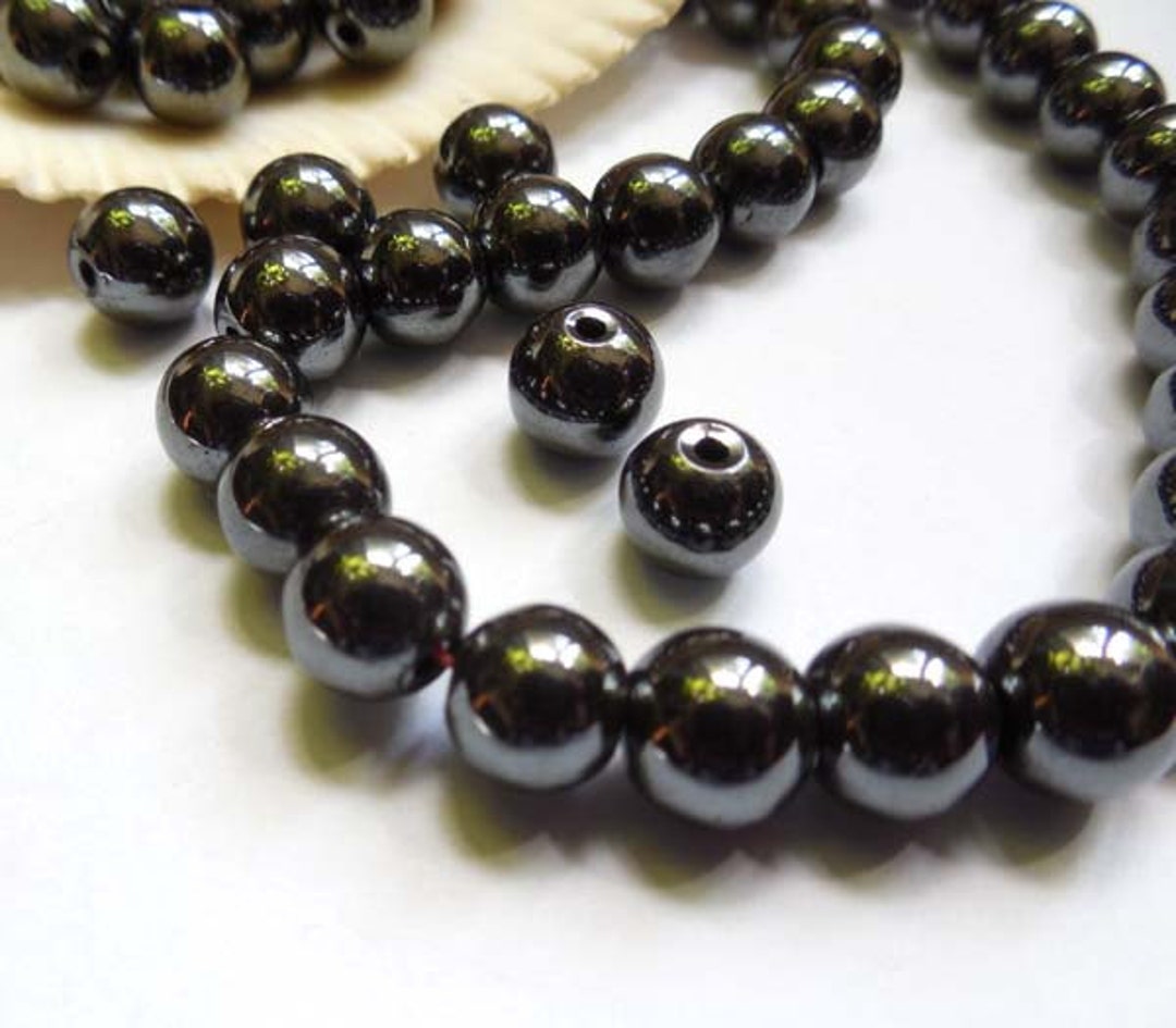 46 Black Synthetic Non-magnetic Hematite Beads 8mm 39-22 - Etsy