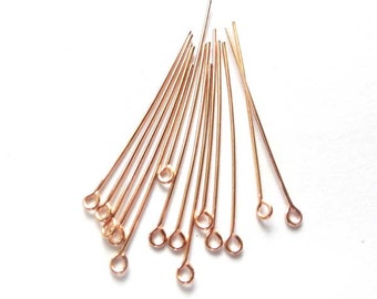 20 Rose Gold Plated Eye Pins - 15-4