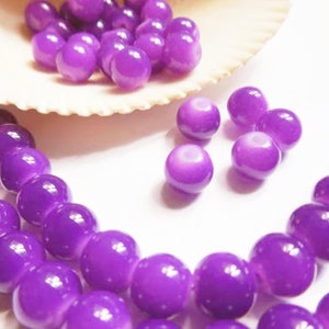 50 Purple Glass Beads - 41-3-7