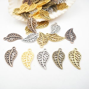 20 Assorted Filigree Leaf Charms - Four Of Each Color - 21-54-5