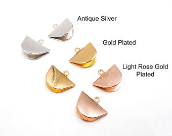 4 Antique Silver, Gold Plated Or Light Rose Gold Plated Semi-Circle Cord/Tassel Ends - 22-29-1