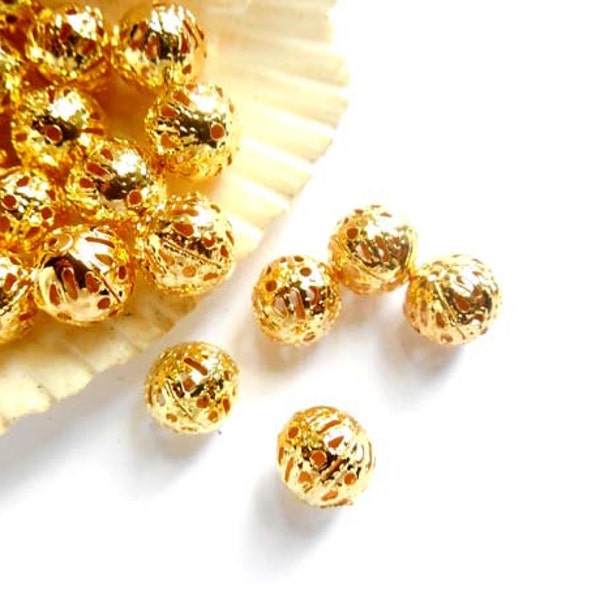 24 Gold Plated Filigree Beads - 24-18-A